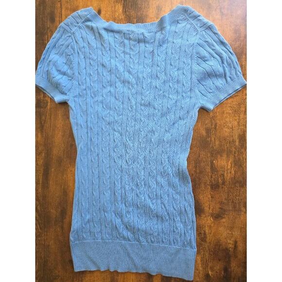 🌿 GAP Cable Knit Short Sleeve Sweater – Baby Blue (Summer 2009) - Picture 5 of 6